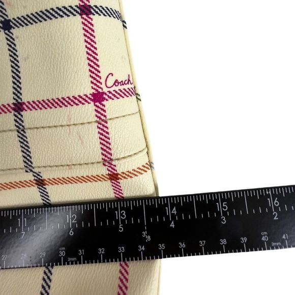 COACH D0868-12557 TABBY LEATHER SHOULDER BAG Cream colored stripes,minor wears. - Picture 6 of 11